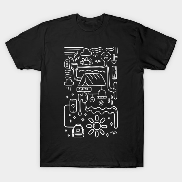 Camping Doodle T-Shirt by teeszone_design